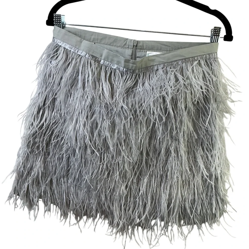 The‎ Queen  of Sparkles Grey Feather Mini Skort NWT Size L Party Glam Skirt